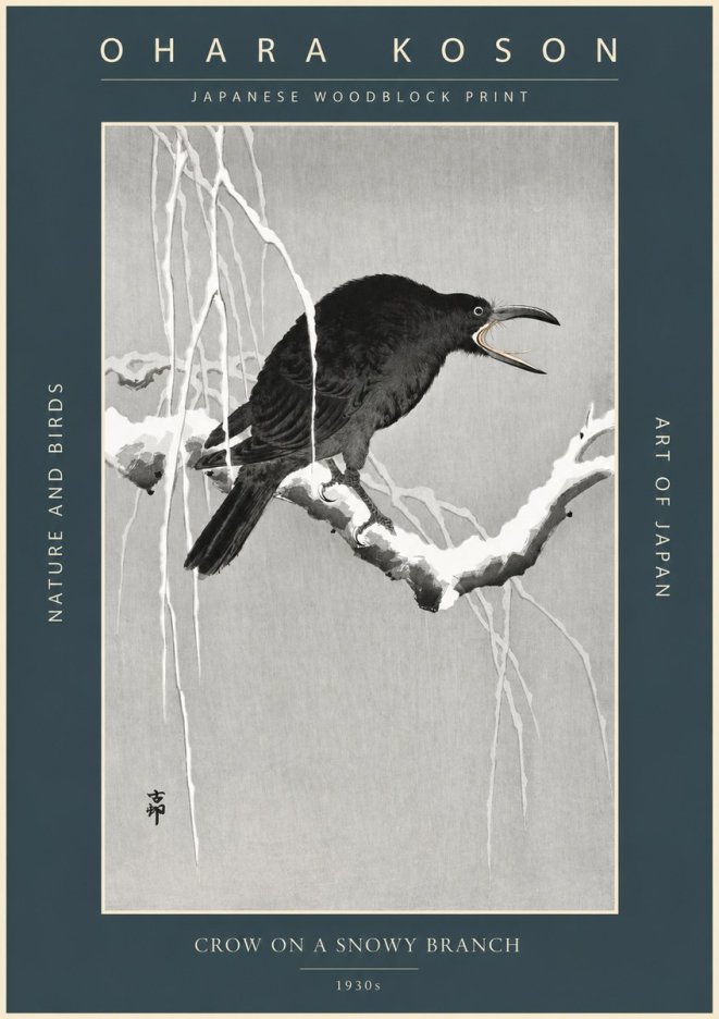 Ohara Koson Crow on a Snowy Branch II No2 - Poster