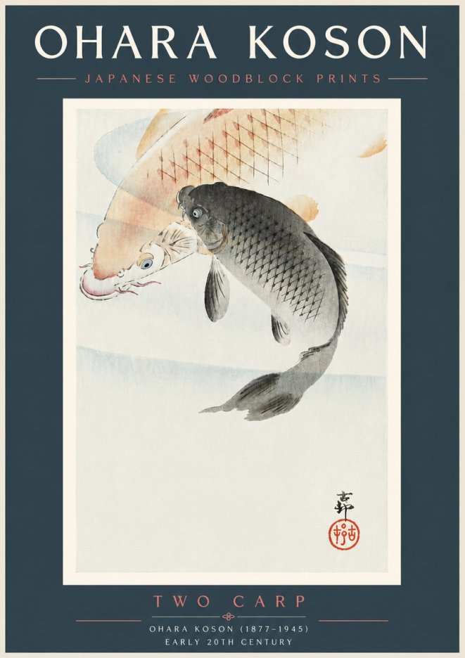 Ohara Koson Two Carp No5 - Poster