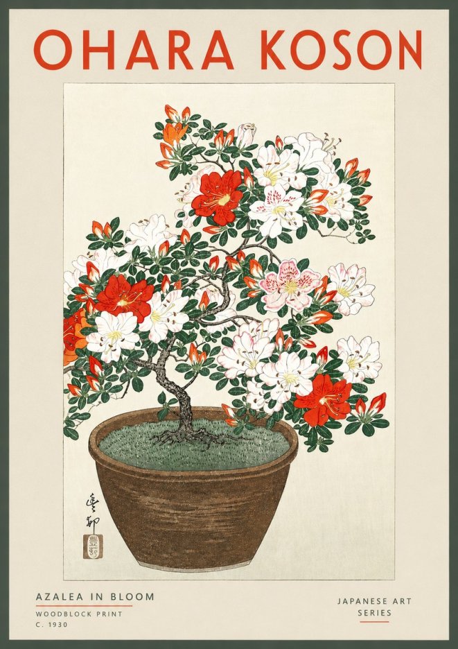 Ohara Koson Azalea in Bloom No2 - Poster