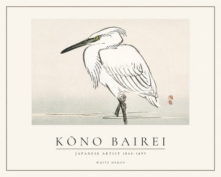 Kōno Bairei White Heron No1 - Poster