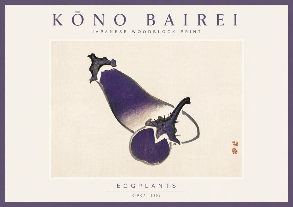 Kōno Bairei Eggplants No2 - Poster
