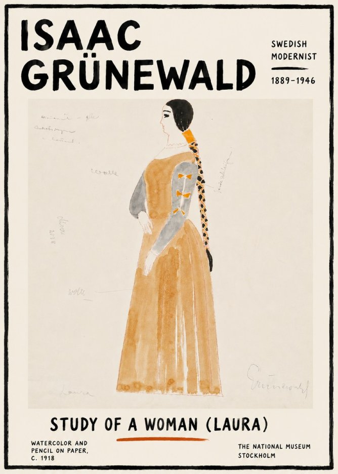 Isaac Grünewald Study of a Woman (Laura) No6 - Poster