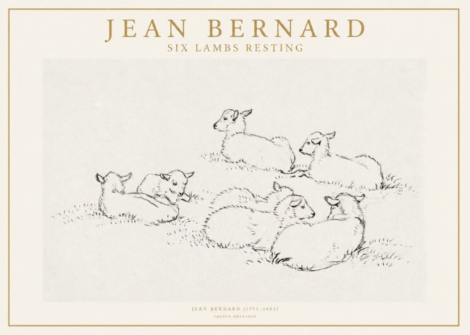 Jean Bernard Study of Lambs No2 - Poster