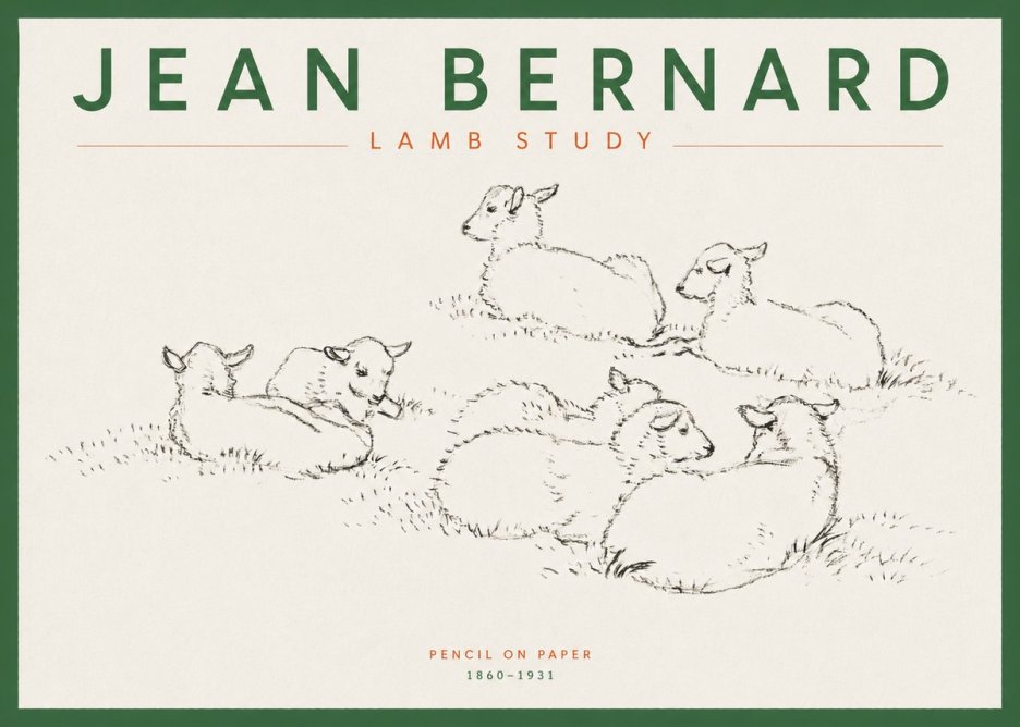 Jean Bernard Study of Lambs No5 - Poster