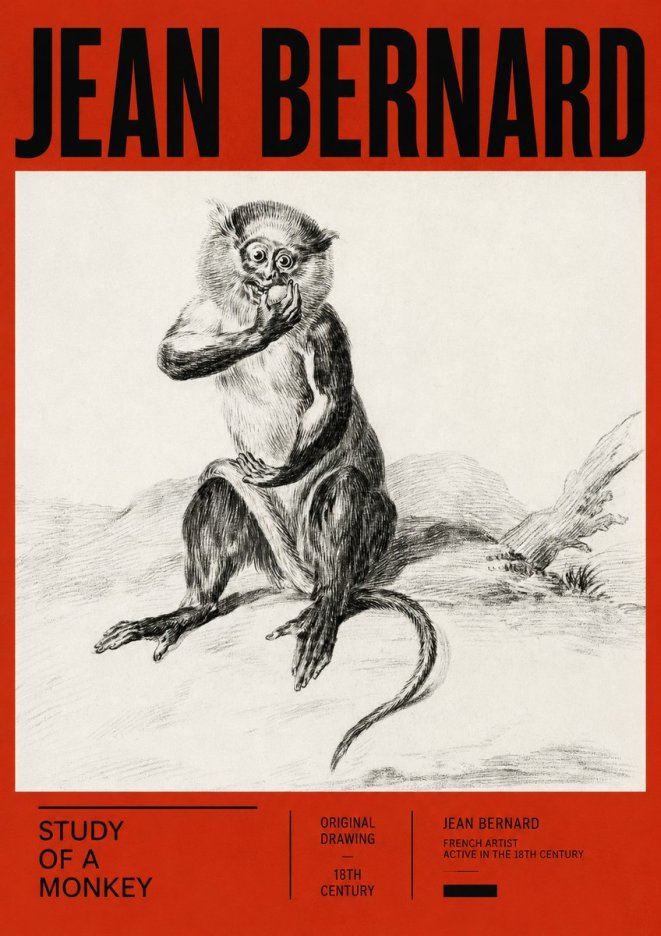 Jean Bernard Study of a Monkey No2 - Poster