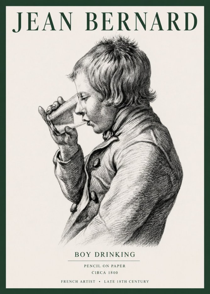 Jean Bernard Young Boy Drinking No5 - Poster