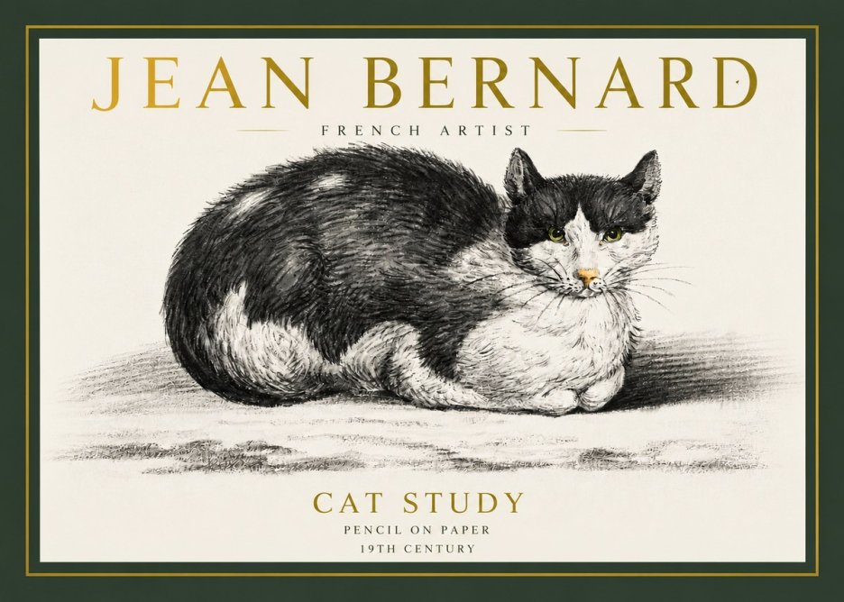 Jean Bernard Cat Study II No3 - Poster