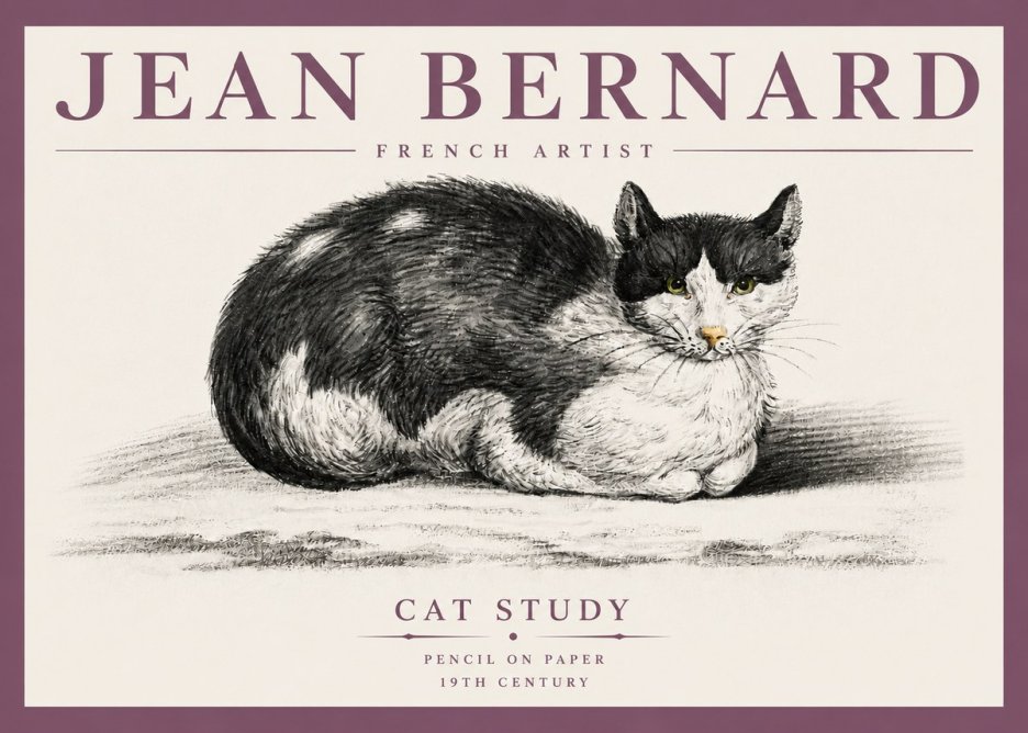 Jean Bernard Cat Study II No4 - Poster