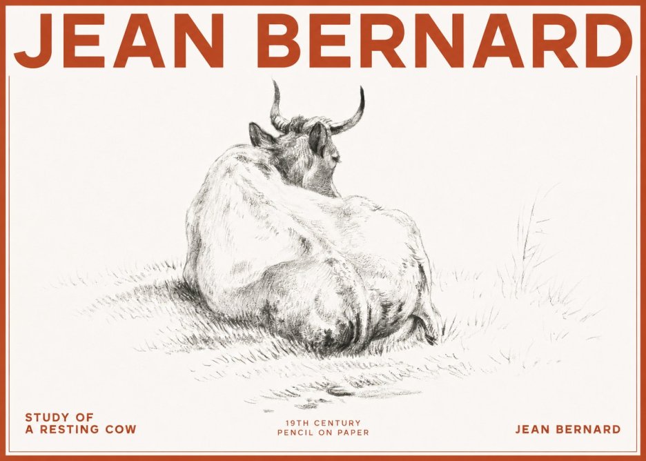 Jean Bernard Study of a Resting Cow I No2 - Poster