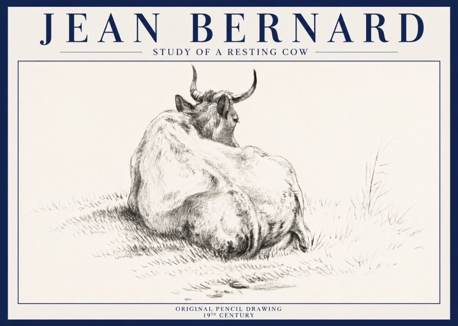 Jean Bernard Study of a Resting Cow I No3 - Poster