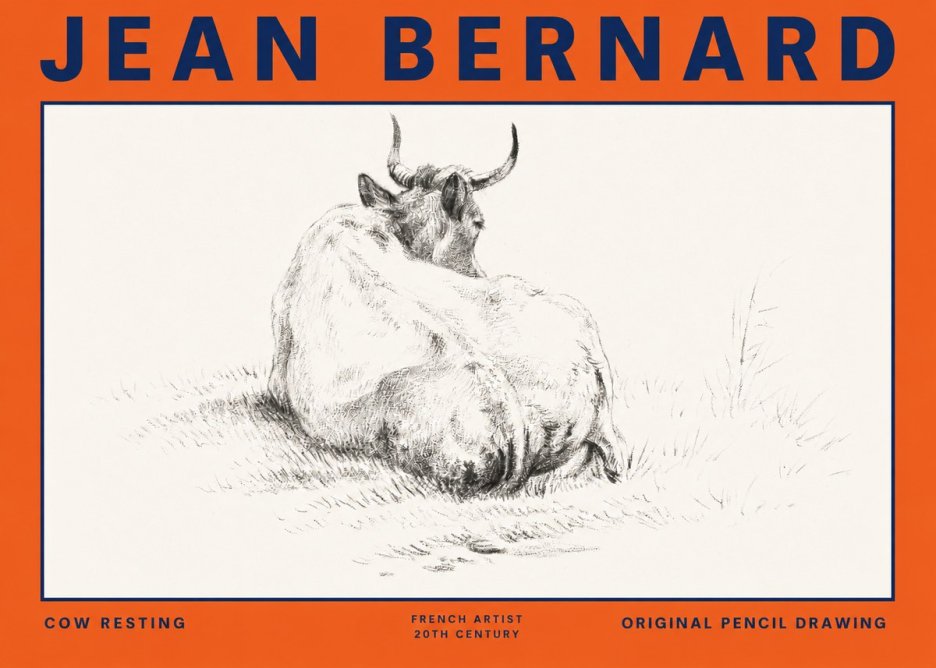 Jean Bernard Study of a Resting Cow I No6 - Poster