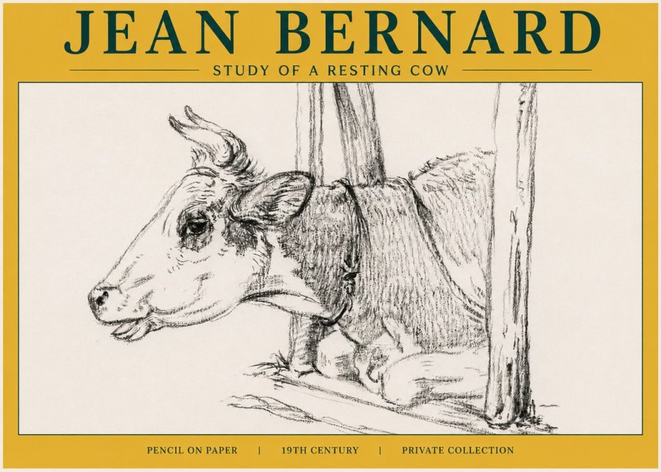 Jean Bernard Study of a Resting Cow II No6 - Poster