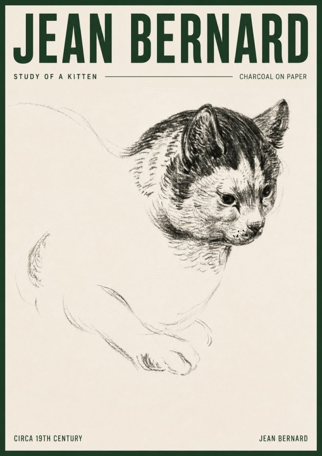Jean Bernard Study of a Kitten I No3 - Poster