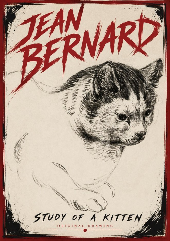 Jean Bernard Study of a Kitten I No6 - Poster