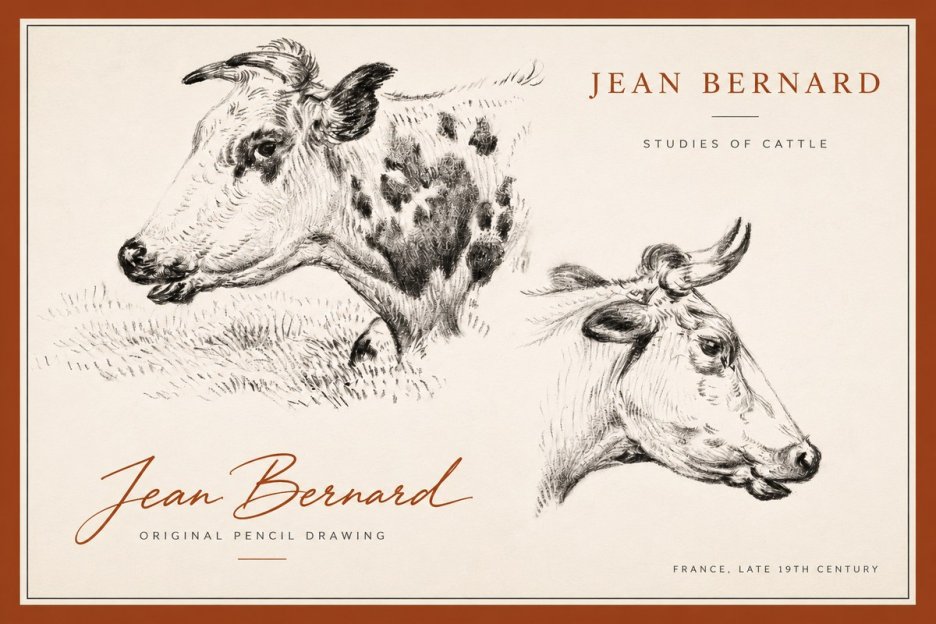 Jean Bernard Studies of Cattle I No3 - Poster