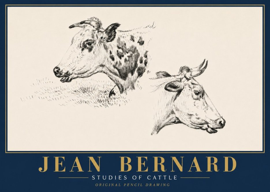 Jean Bernard Studies of Cattle I No6 - Poster