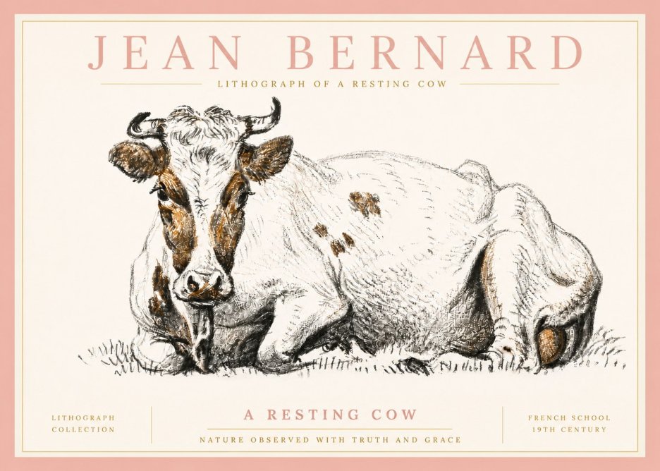 Jean Bernard Study of a Resting Cow III No5 - Poster