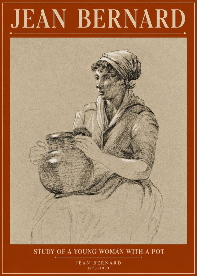 Jean Bernard Study of a Young Woman with a Pot No3 - Poster