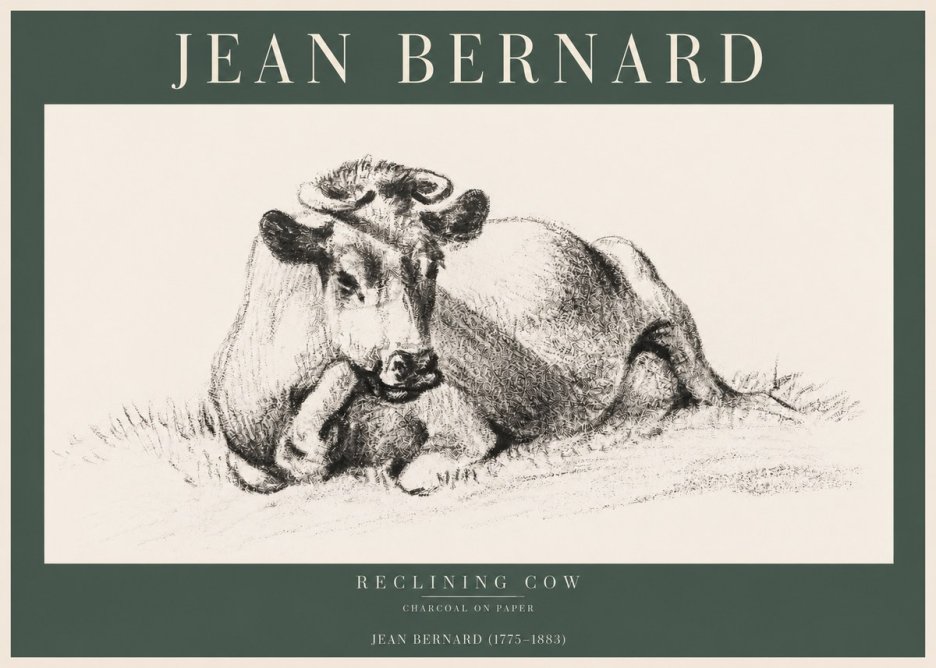 Jean Bernard Reclining Cow I No2 - Poster