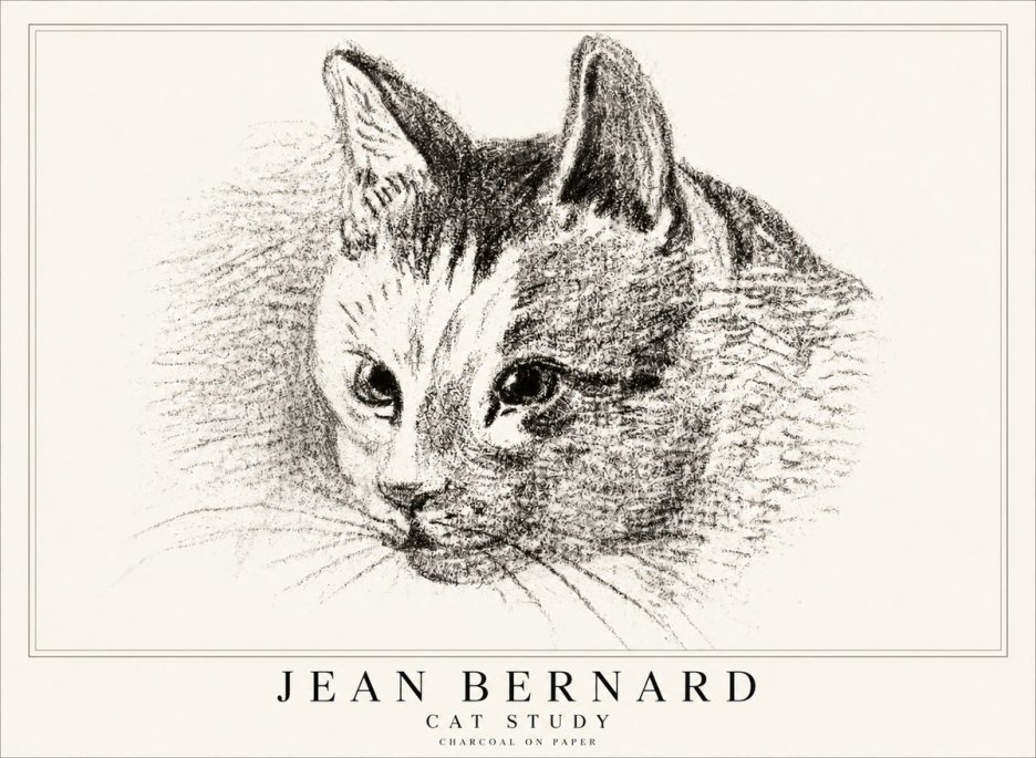 Jean Bernard Cat Study III No1 - Poster