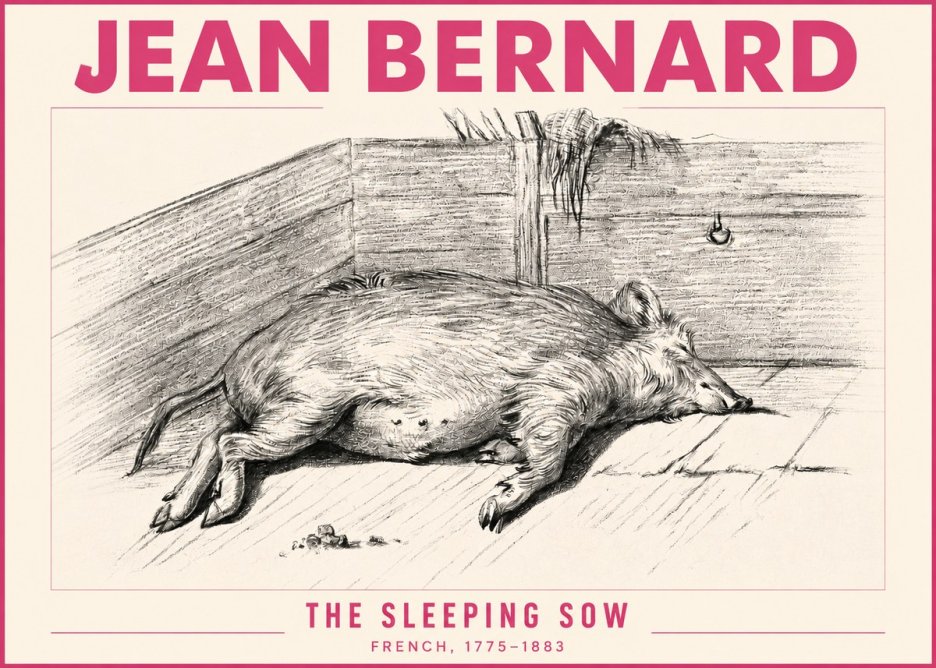Jean Bernard The Sleeping Sow No3 - Poster