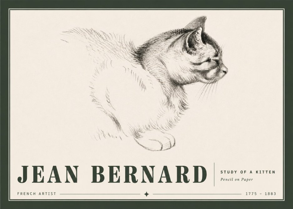 Jean Bernard Study of a Kitten II No5 - Poster