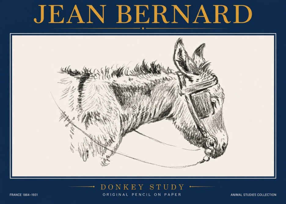 Jean Bernard Donkey Study II No4 - Poster