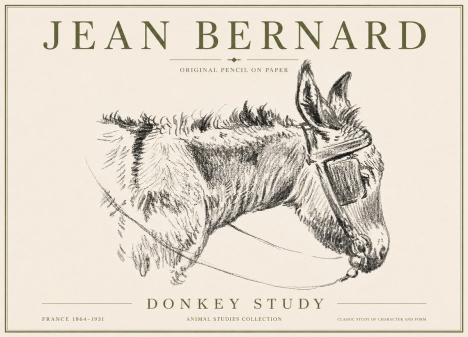 Jean Bernard Donkey Study II No6 - Poster