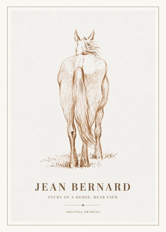 Jean Bernard Study of a Horse, Rear View No2 - Poster