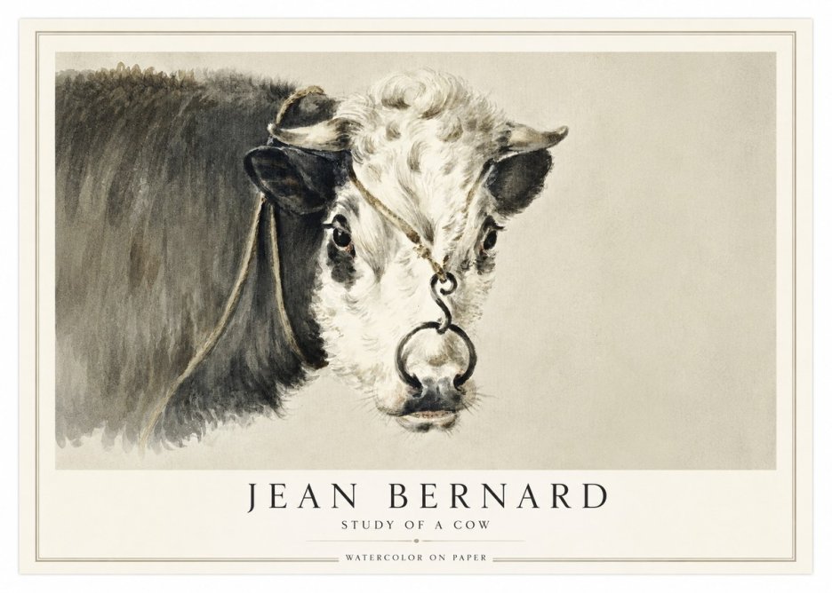 Jean Bernard Study of a Cow I No1 - Poster