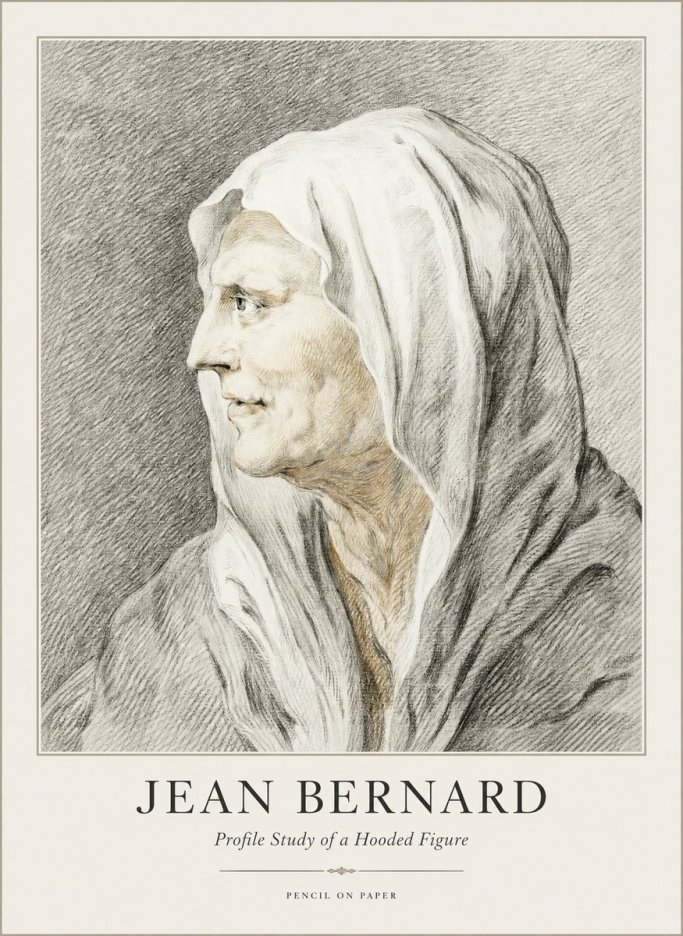 Jean Bernard Profile Study of a Hooded Figure No1 - Poster