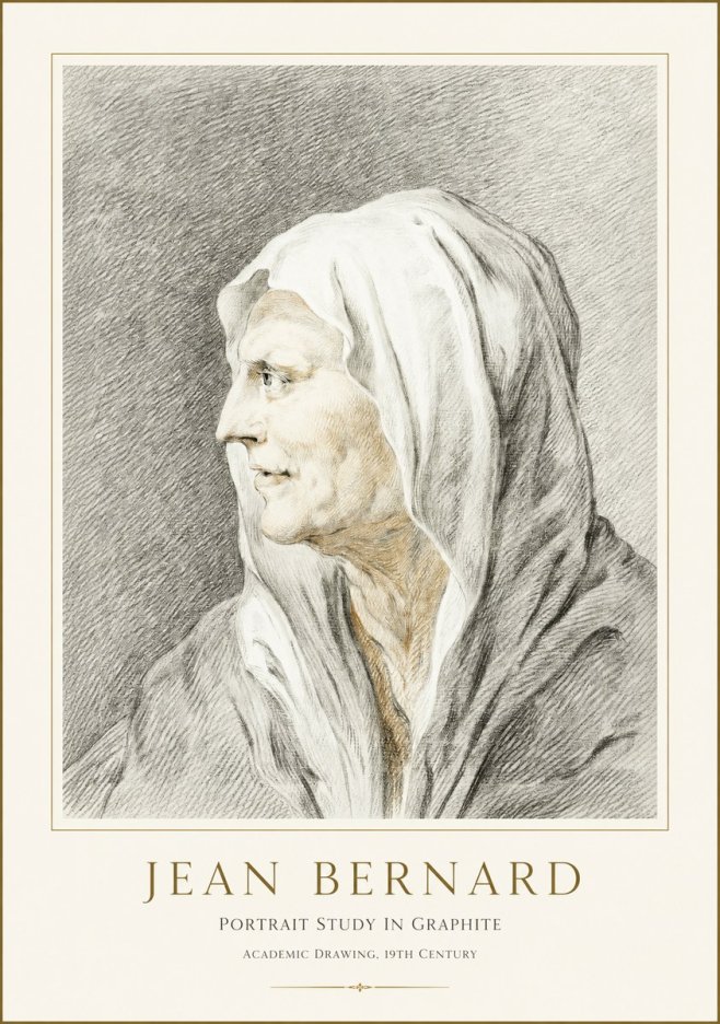 Jean Bernard Profile Study of a Hooded Figure No3 - Poster