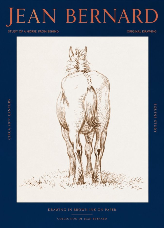 Jean Bernard Horse Study - from Behind No3 - Poster