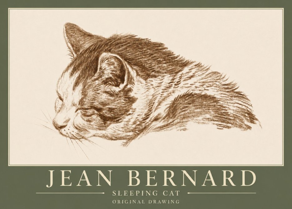 Jean Bernard Sleeping Cat II No3 - Poster