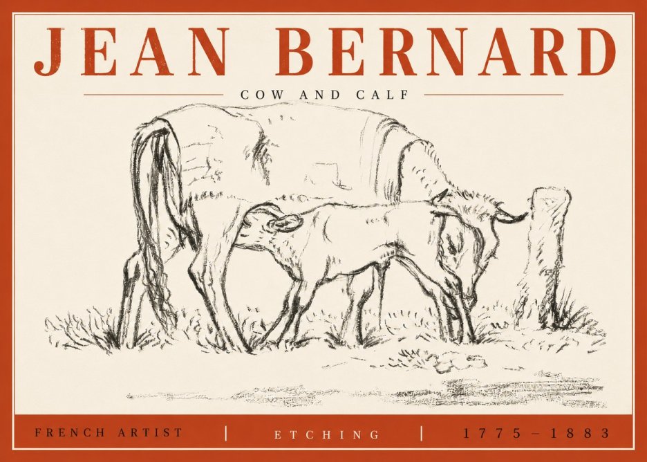Jean Bernard Cow and Calf I No4 - Poster