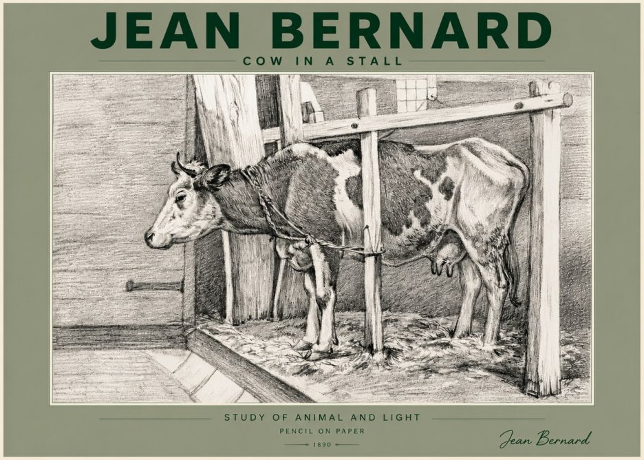 Jean Bernard Cow in a Stall No5 - Poster
