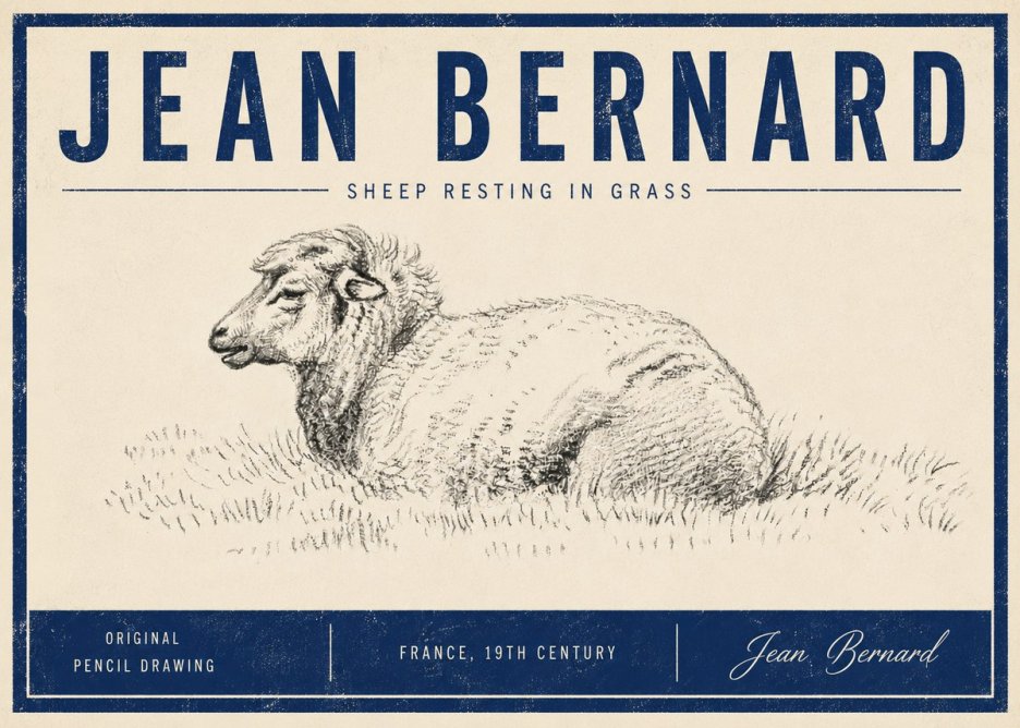 Jean Bernard Sheep Resting in Grass No5 - Poster