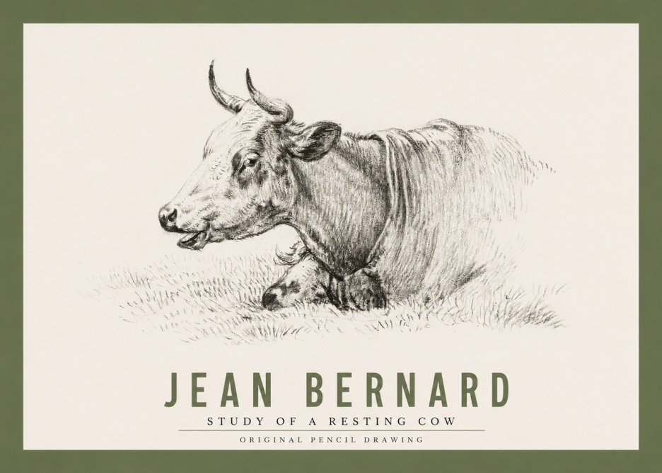 Jean Bernard Study of a Resting Cow IV No2 - Poster