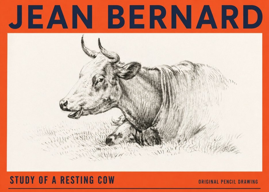 Jean Bernard Study of a Resting Cow IV No3 - Poster