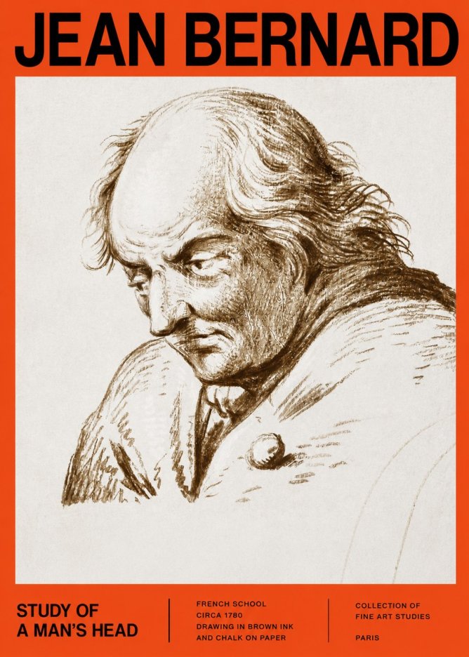 Jean Bernard Study of a Man's Head No2 - Poster