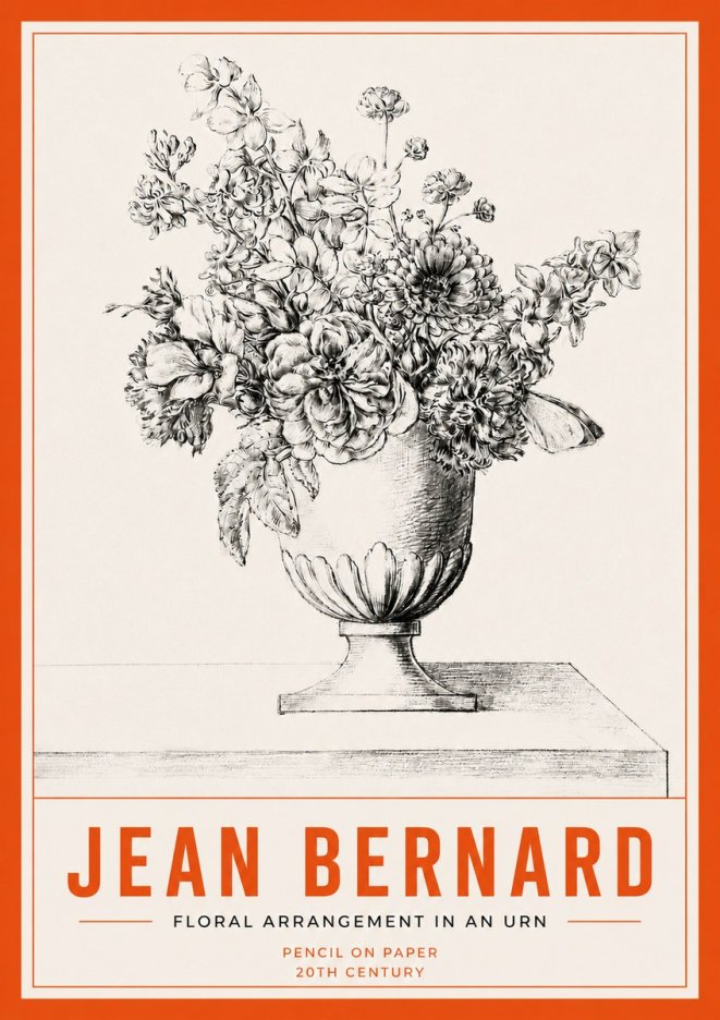 Jean Bernard Floral Arrangement in an Urn No3 - Poster