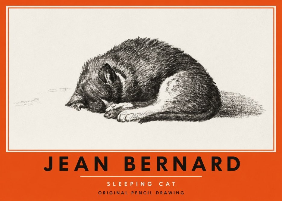Jean Bernard Sleeping Cat III No2 - Poster