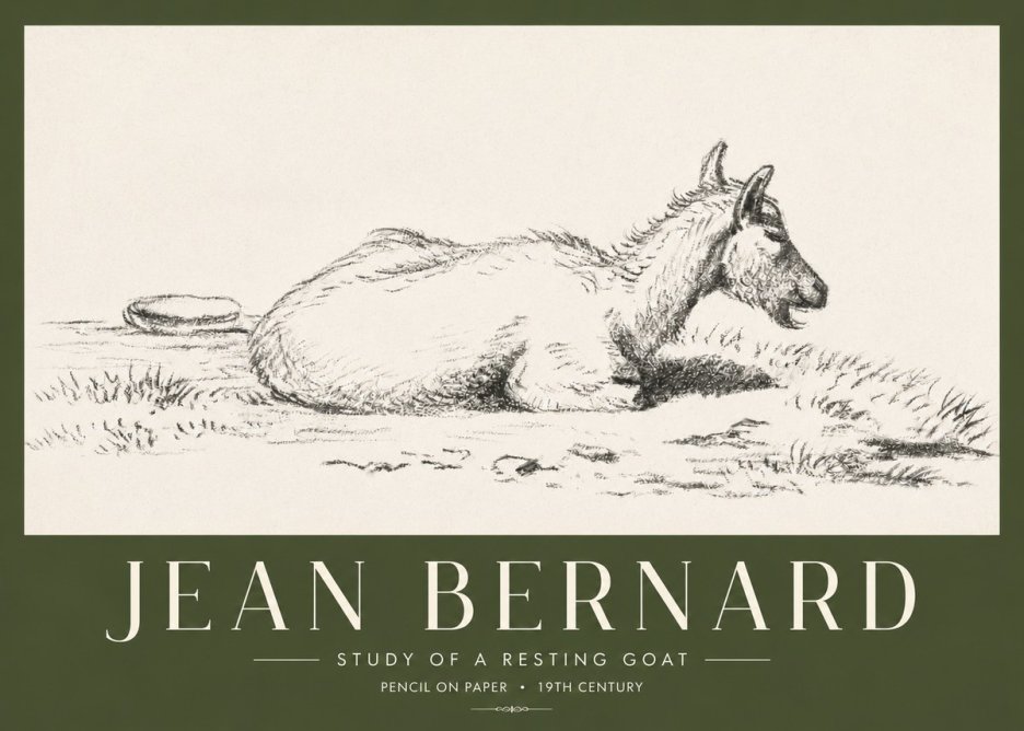 Jean Bernard Study of a Resting Goat No4 - Poster