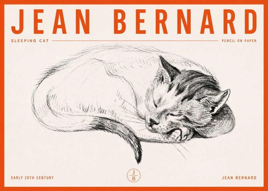 Jean Bernard Sleeping Cat IV No6 - Poster