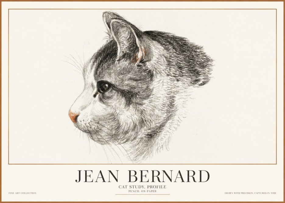 Jean Bernard Cat Study, Profile No1 - Poster