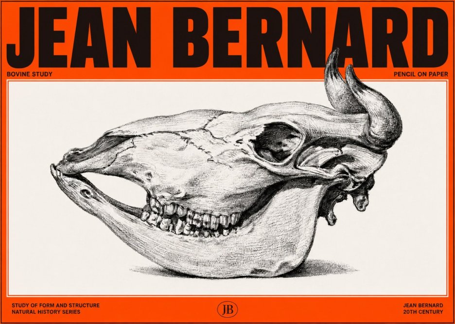 Jean Bernard Bovine Skull Study No3 - Poster