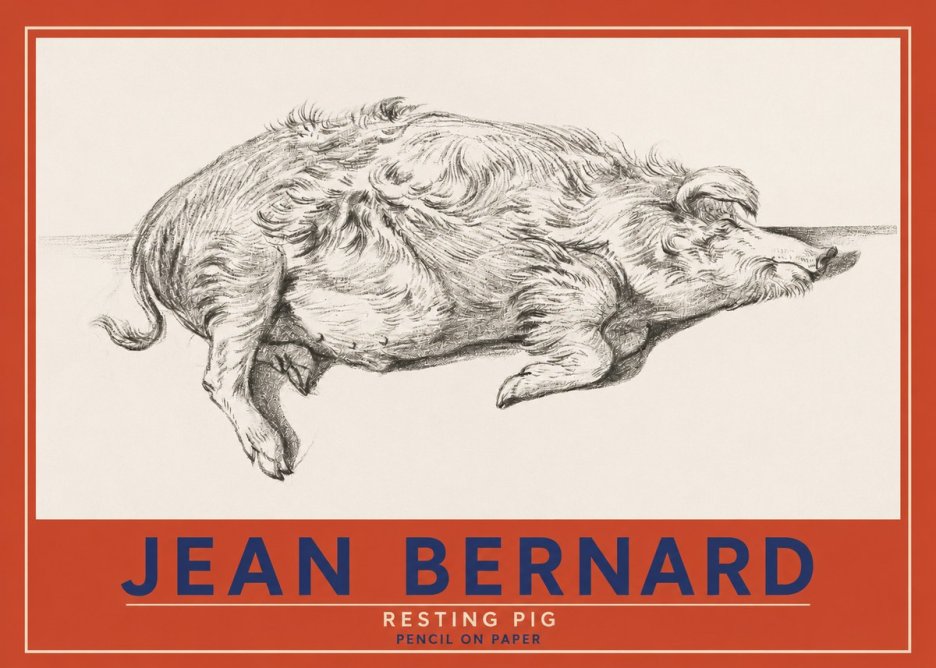 Jean Bernard Study of a Pig I No4 - Poster
