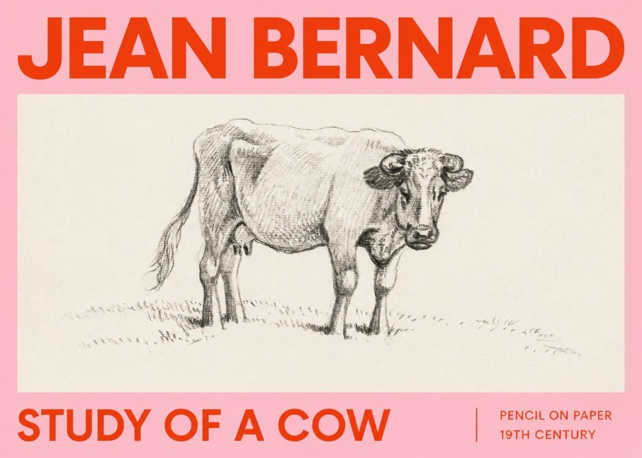 Jean Bernard Study of a Cow V No2 - Poster