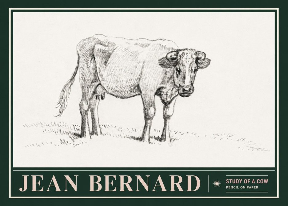 Jean Bernard Study of a Cow V No5 - Poster