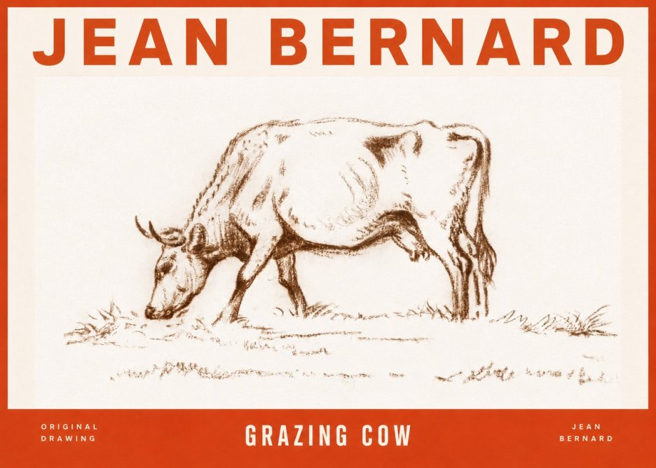 Jean Bernard Grazing Cow II No2 - Poster